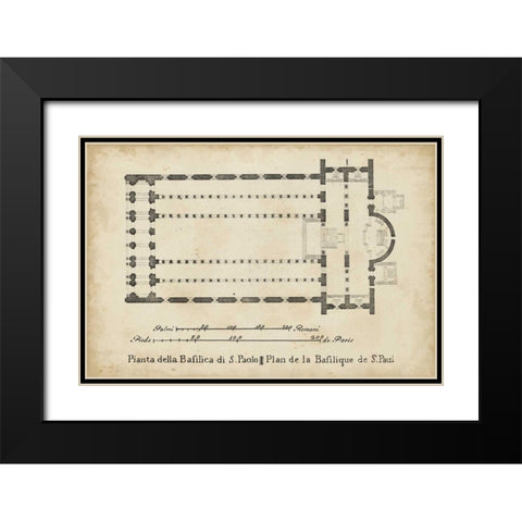 Plan for the Basilica at St. Pauls Black Modern Wood Framed Art Print with Double Matting by Unknown