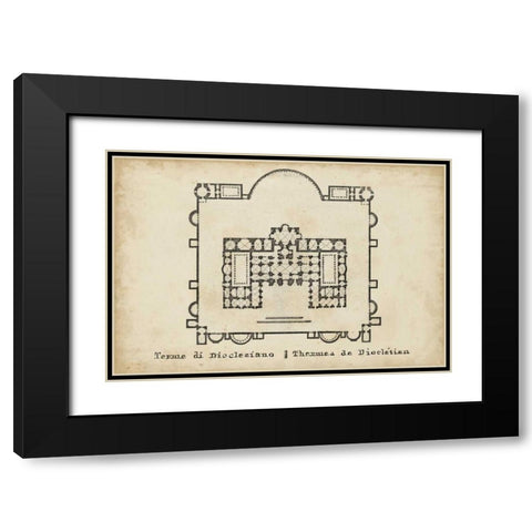 Plan for the Baths of Diocletian Black Modern Wood Framed Art Print with Double Matting by Unknown