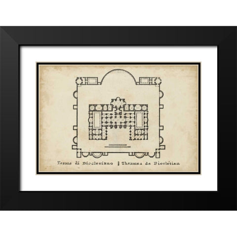 Plan for the Baths of Diocletian Black Modern Wood Framed Art Print with Double Matting by Unknown