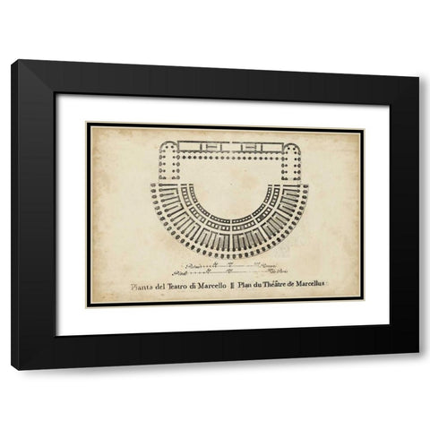 Plan for the Theatre of Marcellus Black Modern Wood Framed Art Print with Double Matting by Unknown
