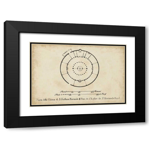 Plan for St. Stephens Rotunda Black Modern Wood Framed Art Print with Double Matting by Unknown