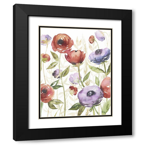 Jeweltoned Blossoms I Black Modern Wood Framed Art Print with Double Matting by Popp, Grace