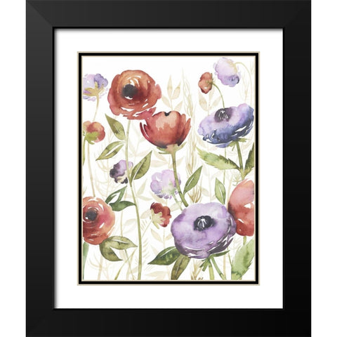 Jeweltoned Blossoms I Black Modern Wood Framed Art Print with Double Matting by Popp, Grace