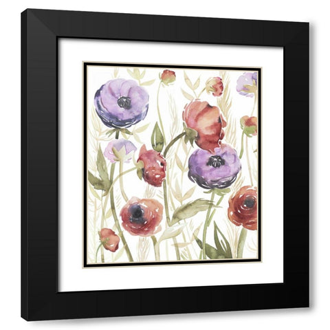 Jeweltoned Blossoms II Black Modern Wood Framed Art Print with Double Matting by Popp, Grace