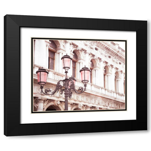 Venice Pink Lanterns I Black Modern Wood Framed Art Print with Double Matting by Quintero, Sonja