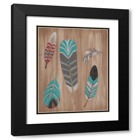 Driftwood Feathers I Black Modern Wood Framed Art Print with Double Matting by Vess, June Erica