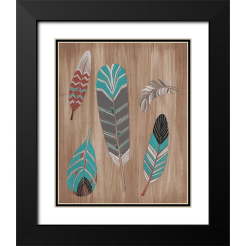 Driftwood Feathers I Black Modern Wood Framed Art Print with Double Matting by Vess, June Erica