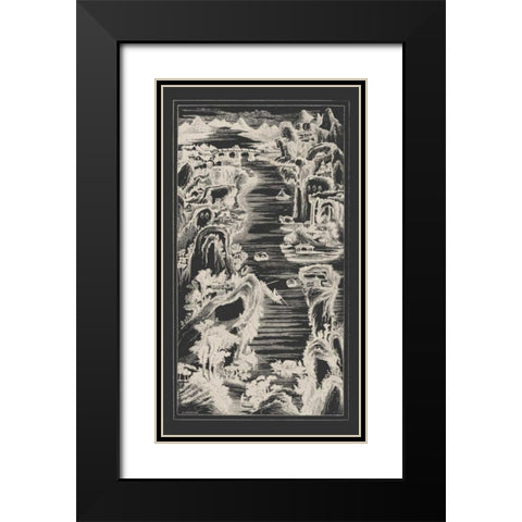 Chinese Birds-eye View in Grey I Black Modern Wood Framed Art Print with Double Matting by Vision Studio