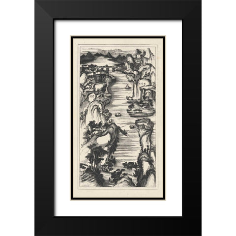 Chinese Birds-eye View in Grey II Black Modern Wood Framed Art Print with Double Matting by Vision Studio