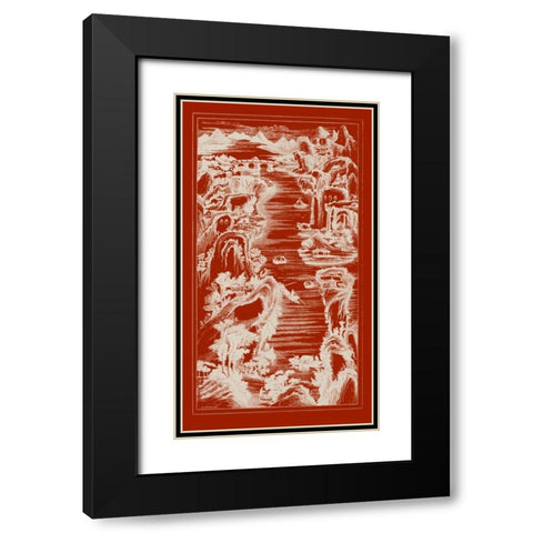 Chinese Birds-eye View in Red I Black Modern Wood Framed Art Print with Double Matting by Vision Studio