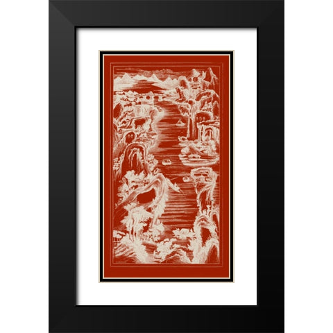 Chinese Birds-eye View in Red I Black Modern Wood Framed Art Print with Double Matting by Vision Studio