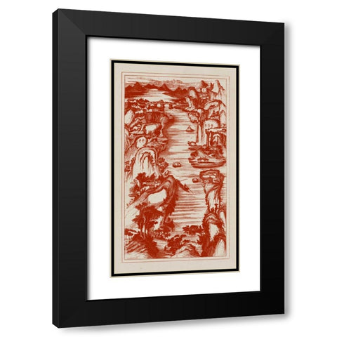 Chinese Birds-eye View in Red II Black Modern Wood Framed Art Print with Double Matting by Vision Studio