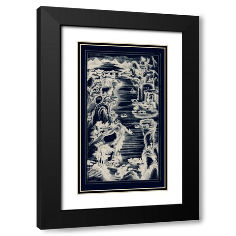 Chinese Birds-eye View in Navy I Black Modern Wood Framed Art Print with Double Matting by Vision Studio