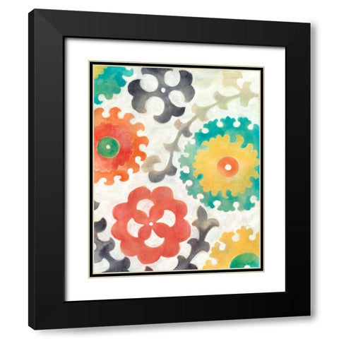 Batik Suzani II Black Modern Wood Framed Art Print with Double Matting by Zarris, Chariklia