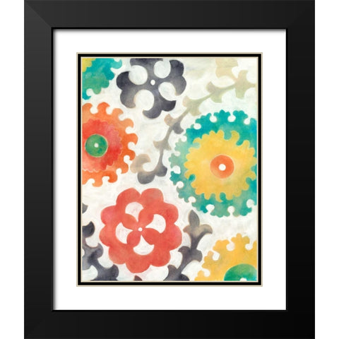 Batik Suzani II Black Modern Wood Framed Art Print with Double Matting by Zarris, Chariklia