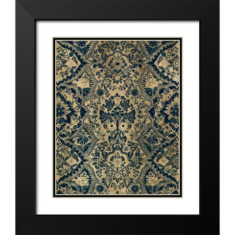 Baroque Tapestry in Aged Indigo I Black Modern Wood Framed Art Print with Double Matting by Vision Studio