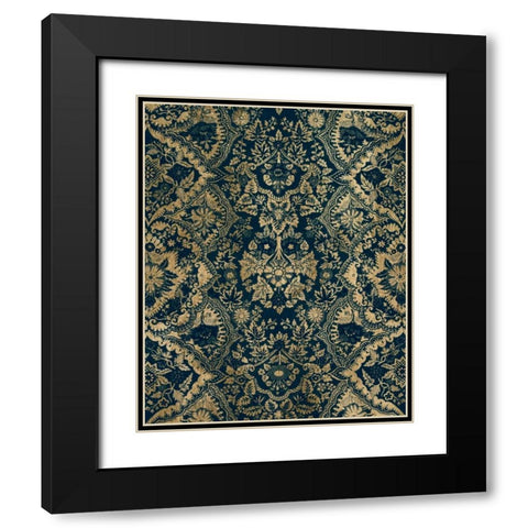 Baroque Tapestry in Aged Indigo II Black Modern Wood Framed Art Print with Double Matting by Vision Studio