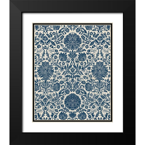 Baroque Tapestry in Navy I Black Modern Wood Framed Art Print with Double Matting by Vision Studio