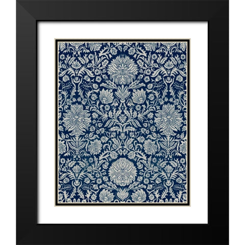 Baroque Tapestry in Navy II Black Modern Wood Framed Art Print with Double Matting by Vision Studio