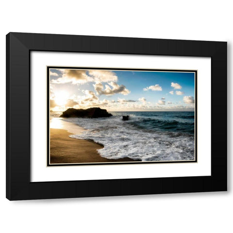Pounding Surf Black Modern Wood Framed Art Print with Double Matting by Head, Danny