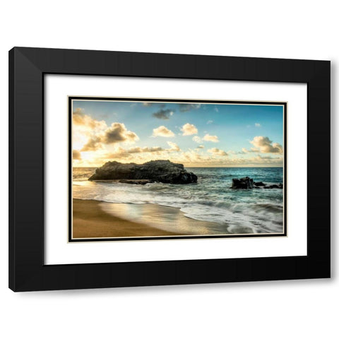 Sunset at Lumahai Beach Black Modern Wood Framed Art Print with Double Matting by Head, Danny