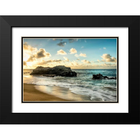 Sunset at Lumahai Beach Black Modern Wood Framed Art Print with Double Matting by Head, Danny