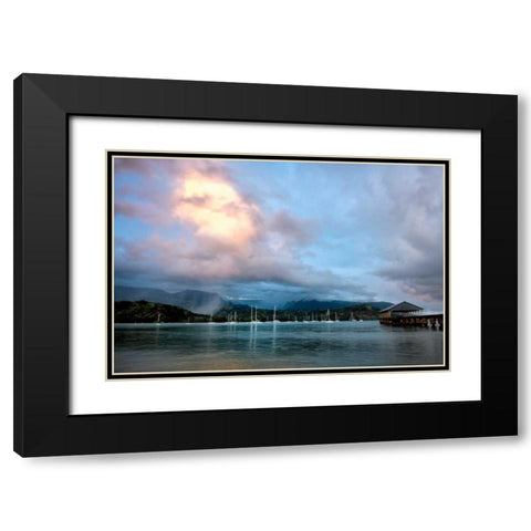 Rains at Hanalei Black Modern Wood Framed Art Print with Double Matting by Head, Danny