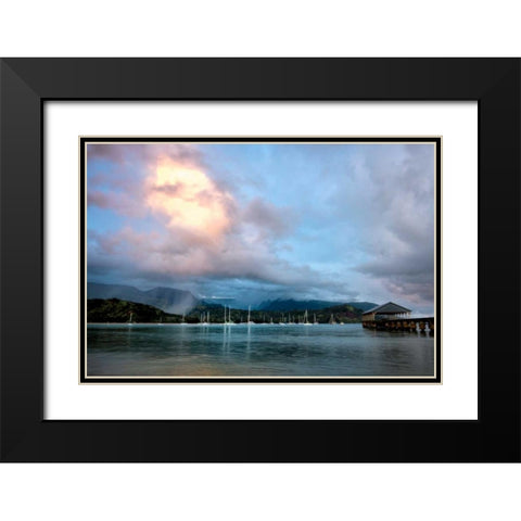 Rains at Hanalei Black Modern Wood Framed Art Print with Double Matting by Head, Danny