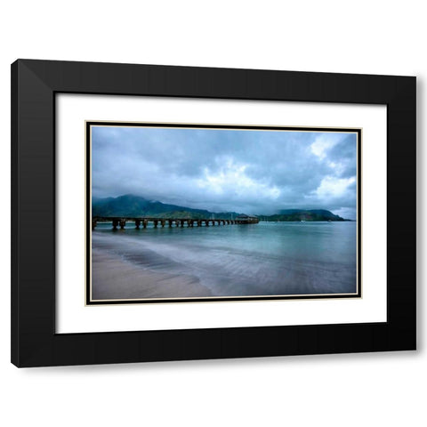 Hanalei Daybreak Black Modern Wood Framed Art Print with Double Matting by Head, Danny
