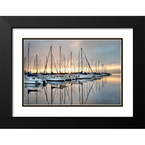 Gold and Blue Black Modern Wood Framed Art Print with Double Matting by Head, Danny