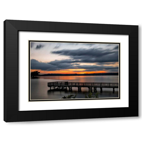 Lake Sunset Black Modern Wood Framed Art Print with Double Matting by Head, Danny