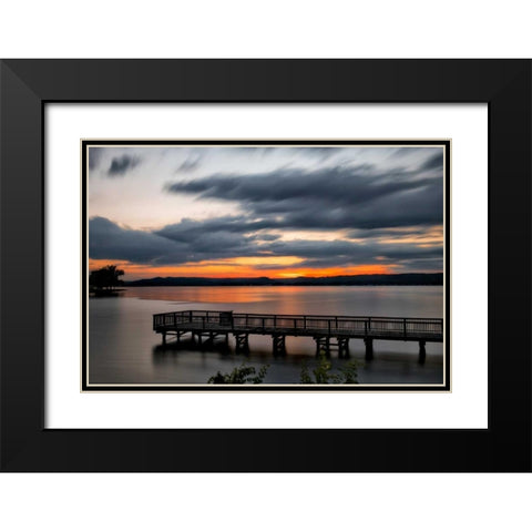 Lake Sunset Black Modern Wood Framed Art Print with Double Matting by Head, Danny