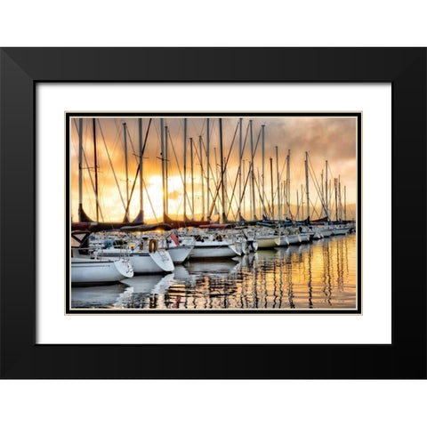 Backlit Marina Black Modern Wood Framed Art Print with Double Matting by Head, Danny