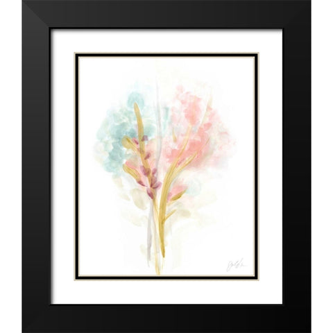 Floral Trace II Black Modern Wood Framed Art Print with Double Matting by Vess, June Erica
