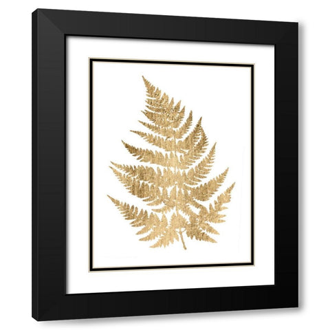 Graphic Gold Fern IV Black Modern Wood Framed Art Print with Double Matting by Studio W