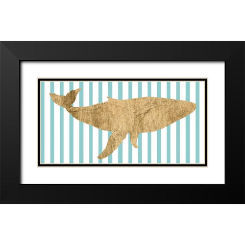 Pin Stripe Whale I Black Modern Wood Framed Art Print with Double Matting by Studio W