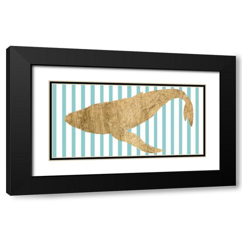 Pin Stripe Whale II Black Modern Wood Framed Art Print with Double Matting by Studio W