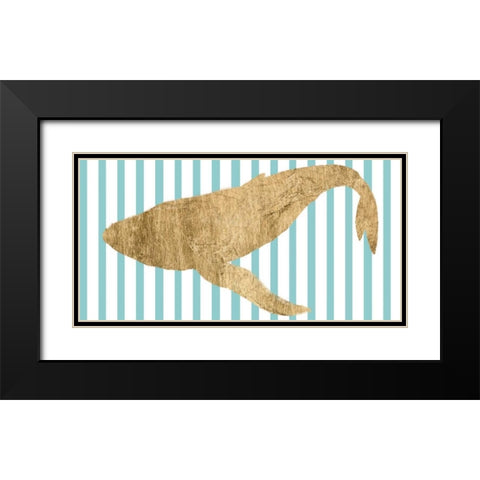 Pin Stripe Whale II Black Modern Wood Framed Art Print with Double Matting by Studio W