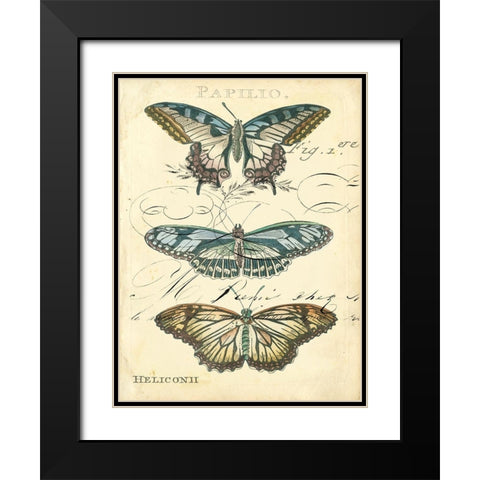 Custom Butterfly Ephemera I (GC) Black Modern Wood Framed Art Print with Double Matting by Zarris, Chariklia