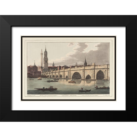 UA CH London Bridge Black Modern Wood Framed Art Print with Double Matting by Stadler, Joseph