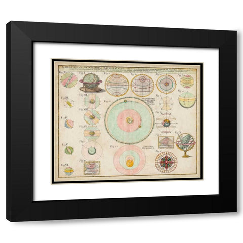 Schematics, Mathematics and Geography Chart Black Modern Wood Framed Art Print with Double Matting by Unknown