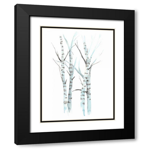 Aquarelle Birches I Black Modern Wood Framed Art Print with Double Matting by Popp, Grace