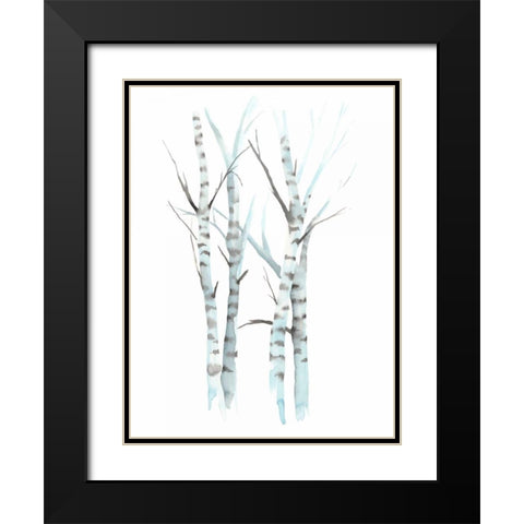 Aquarelle Birches I Black Modern Wood Framed Art Print with Double Matting by Popp, Grace