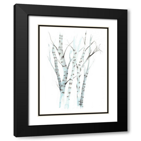 Aquarelle Birches II Black Modern Wood Framed Art Print with Double Matting by Popp, Grace