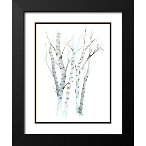 Aquarelle Birches II Black Modern Wood Framed Art Print with Double Matting by Popp, Grace