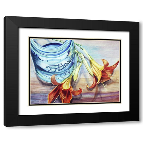 Custom Ball Jar Flower I (ASH) Black Modern Wood Framed Art Print with Double Matting by Redstreake