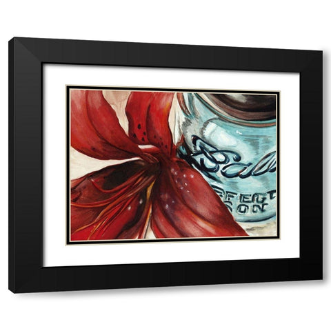 Custom Ball Jar Flower II (ASH) Black Modern Wood Framed Art Print with Double Matting by Redstreake