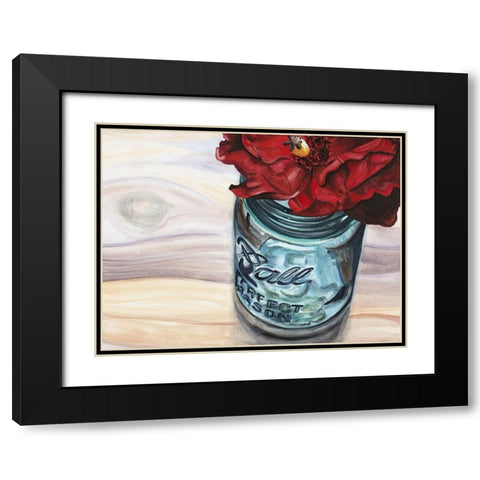 Custom Ball Jar Flower III (ASH) Black Modern Wood Framed Art Print with Double Matting by Redstreake