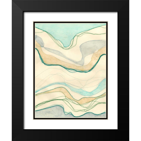 Ocean Cascade I Black Modern Wood Framed Art Print with Double Matting by Lam, Vanna