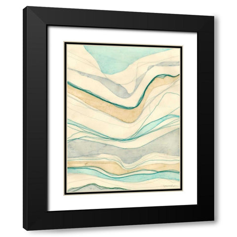 Ocean Cascade II Black Modern Wood Framed Art Print with Double Matting by Lam, Vanna